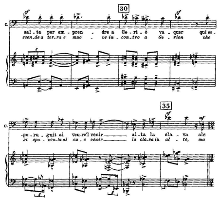 Manuel de Falla: Atlàntida. Vocal and Piano Reduction - CP 13248104, Segunda parte, cc. 28-35. © 1993 Casa Ricordi Srl. Reproducido con el permiso de Hal Leonard Europe.
