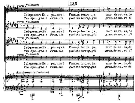 Manuel de Falla: Atlàntida. Vocal and Piano Reduction - CP 13248104, Primera parte, cc. 133-136. © 1993 Casa Ricordi Srl. Reproducido con el permiso de Hal Leonard Europe.