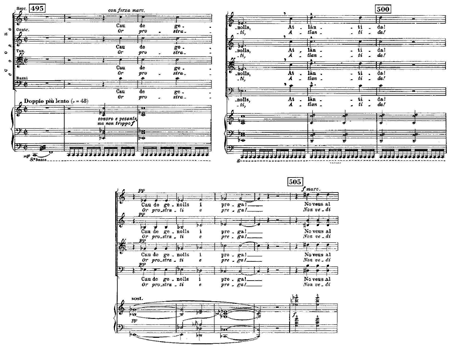 Manuel de Falla: Atlàntida. Vocal and Piano Reduction - CP 13248104, Segunda parte, cc. 495-505. © 1993 Casa Ricordi Srl. Reproducido con el permiso de Hal Leonard Europe.