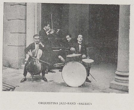 Orquestina Jazz-Band Balsau en la baranda del Gran Hotel de Mondariz. La Temporada en Mondariz 14 (06-09-1925): 5.