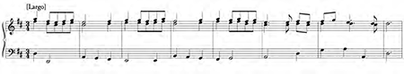 V. Rodríguez, Tocata ala ytaliana, [Largo-Minuet], mm. 1-10.